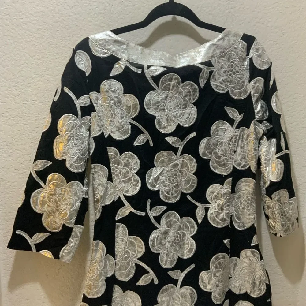 Tory Burch Rochelle Top in Black and Silver size 10